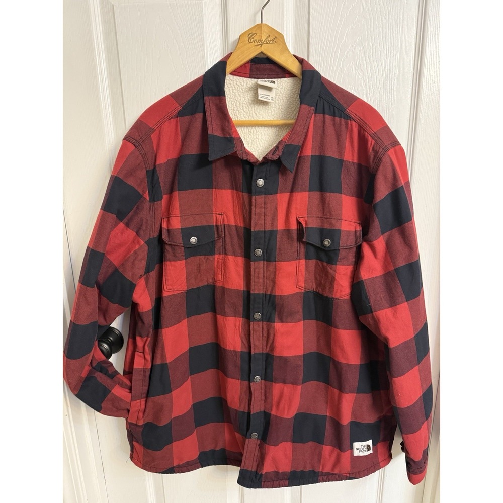 The North Face Campshire Sherpa Lined Shirt Jacket Men's Size 2XL Buffalo Check